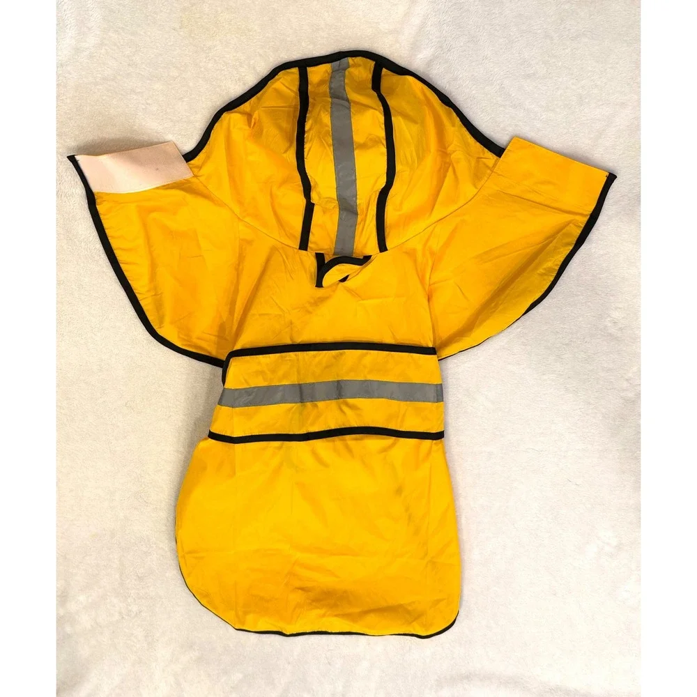 HDE Dog Raincoat Yellow Reflective‎ Hooded Poncho Pet Rain Jacket Size L